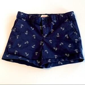 Navy Shorts White Anchor Print Girls 10
